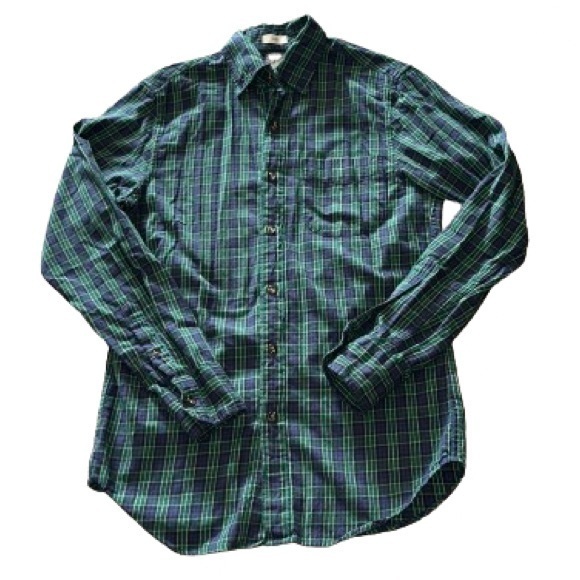J. Crew Other - J. Crew brushed twill slim fit navy and green plaid button down shirt size XS